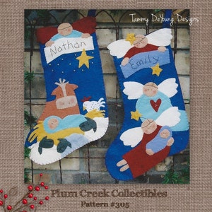 Nativity Christmas Stockings Pattern Felt applique manger scene for custom stockings with your name