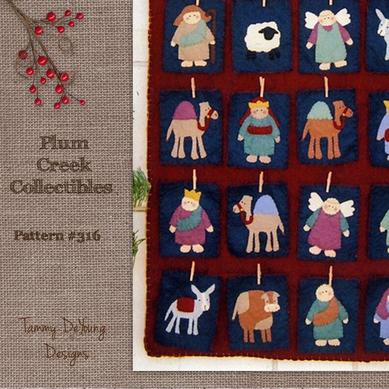 Nativity Advent Calendar Pattern. Religious Christmas Decoration, Wool