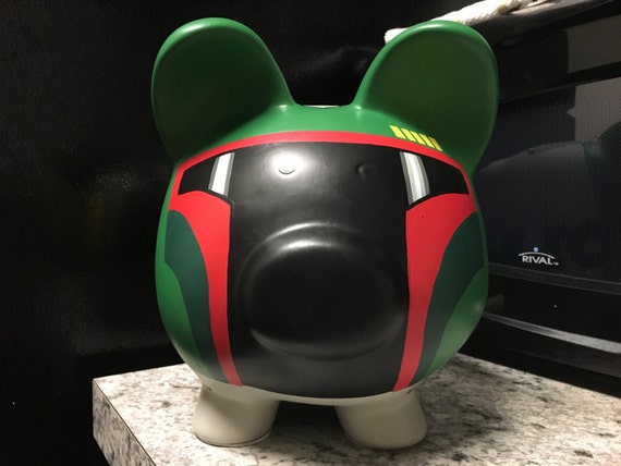 Boba Fett Star Wars Hand Painted Ceramic Piggy Bank Large Etsy