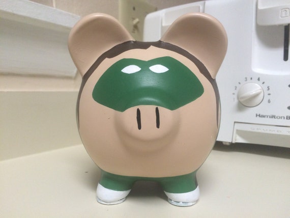 Green Lantern Marvel Hand Painted Ceramic Piggy Bank Medium Etsy
