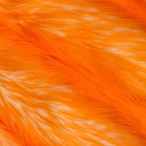 Orange White Two Tone Snow Luxury Shag Faux Fur Fabric - Sold By The Yard