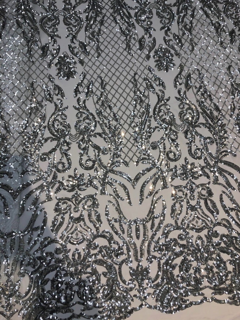 Silver Luna Stretch Sequins Wedding Prom Formal Lace Fabric - Etsy