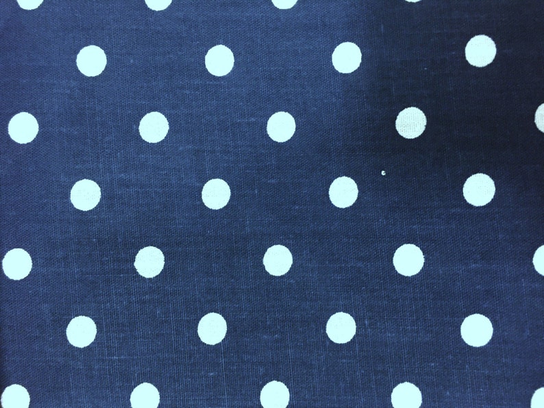 navy and white polka dot