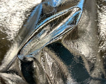 Silver Crushed Distressed Foil Chrome Mirror Reflective Vinyl Fabric - Sold By The Yard - 54"