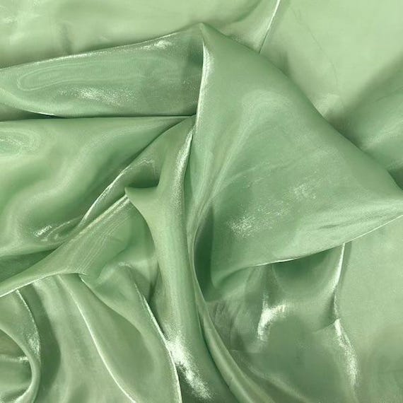 画材 Green gold chiffon Sage Green Crystalized Reflective Liquid Silk Chiffon Apparel