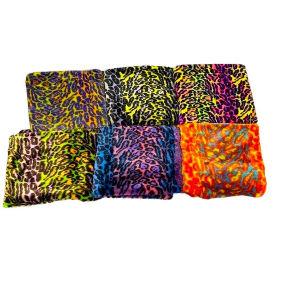 Rainbow Leopard Print Faux Fur Fabric | Royal Blue, Pink