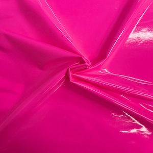 Neon Pink Faux Patent Leather Apparel Dance Costume Vinyl Fabric - Sold By The Yard - 54"