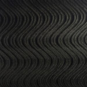 May include: A dark charcoal gray fabric featuring a repeating vertical wave pattern. The material has a soft, textured surface with deep, rhythmic undulations that create a sense of movement and depth across the entire visible area.