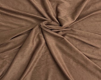 Mocha Brown Stretch Faux Suede Apparel Garment Fabric - Sold By The Yard - 60"