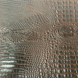 Tela de vinilo de piel sintética con relieve 3D de cocodrilo de Amazon, color marrón oscuro. Se vende cortada a medida, 56"