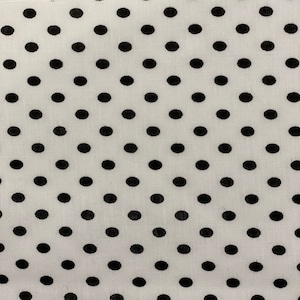 White Black Mini Polka Dot Print Poly Cotton Print Fabric - Sold By The Yard -  59"