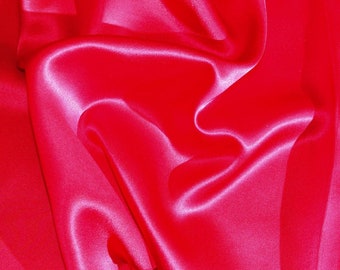 Red 100% Silk Charmeuse Apparel Home Decor Fabric - Sold By The Yard - 45"