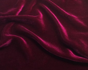 Magenta High Fashion Silk Velvet Upholstery Apparel Fabric - BTY - 44" / 45"