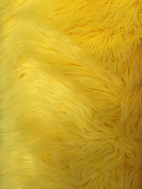 Yellow Luxury Long Pile Faux Shaggy Fur Fabric Sold by the Etsy