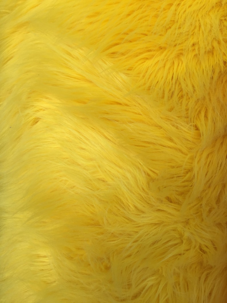 Yellow Luxury Long Pile Faux Shaggy Fur Fabric Sold by the Etsy