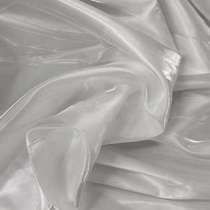 White Crystal Reflective Liquid Bridal Satin Apparel Decor Fabric - Sold By The Yard