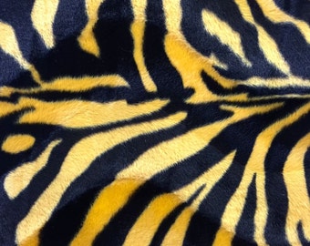 Yellow Zebra Print Faux Fur Fabric – Velboa, 58-60" Wide