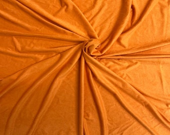 Orange Stretch Faux Suede Apparel Garment Fabric - Sold By The Yard - 60"