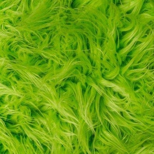 Lime Green Long Pile Mongolian Faux Fur Fabric - Sold By The Yard - 60&quot;