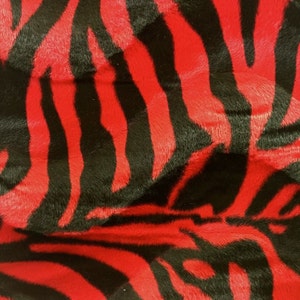 Red Big Zebra Print Velboa Faux Fur Fabric - Sold By The Yard - 58&quot;/ 60&quot;