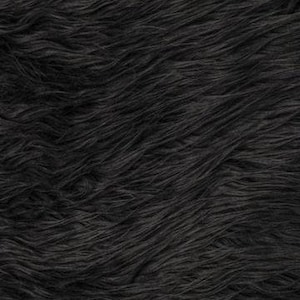 Tela de piel sintética mongola de pelo largo negra - Se vende cortada a medida - 60"