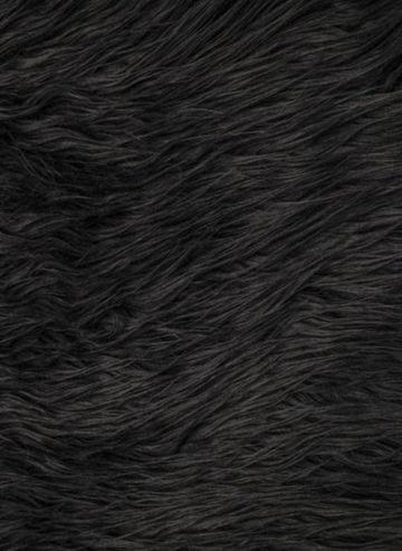 Black Long Pile Mongolian Faux Fur Fabric - Sold By The Yard - 60"