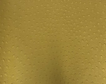 Gold Saratoga Ostrich Faux Leather Upholstery Crafting Vinyl Fabric - Sold By The Yard - 54"