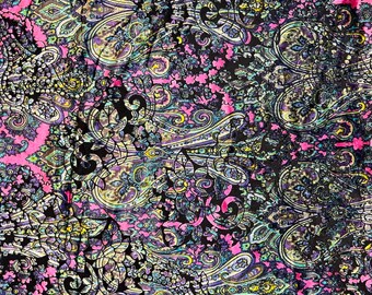 Pink Sur Multicolor Burnout Stretch Velvet Apparel Costume Fabric - Sold By The Yard