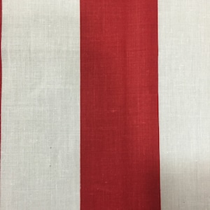 Red White Two Inch Stripe Print Poly Cotton Print Fabric - Sold By The Yard -  59&quot;