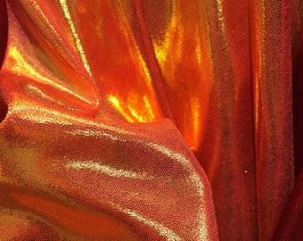 Orange Mystique Sparkle Spandex 4 Way Stretch Fabric - BTY - 60"