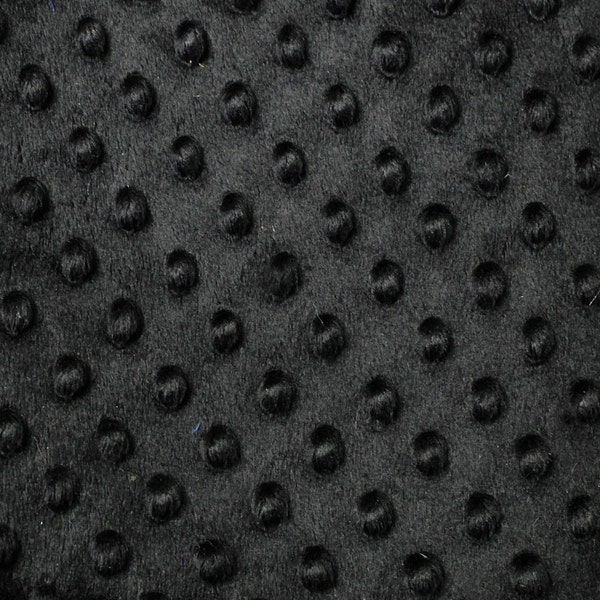 Black Minky Dot Cuddle Fabric - Sold By The Yard - 58"/ 60"