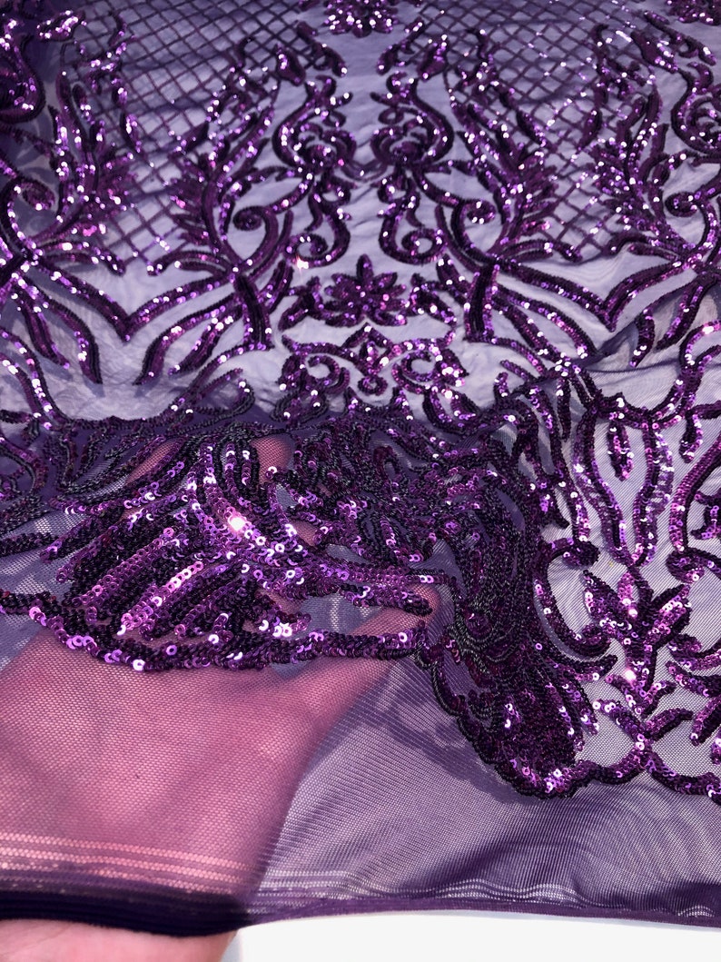 Plum Purple Luna Stretch Sequins Wedding Prom Formal Lace | Etsy