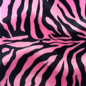 Pink Big Zebra Print Velboa Faux Fur Fabric - Sold By The Yard - 58&quot;/ 60&quot;