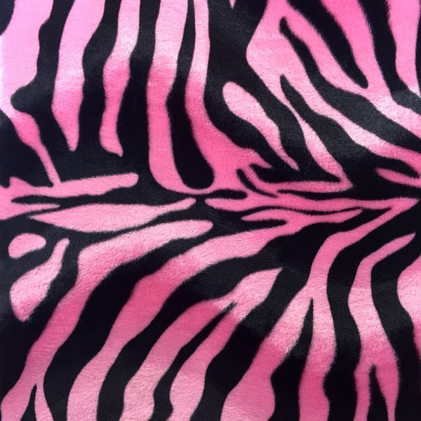 Pink Big Zebra Print Velboa Faux Fur Fabric - Sold By The Yard - 58"/ 60"