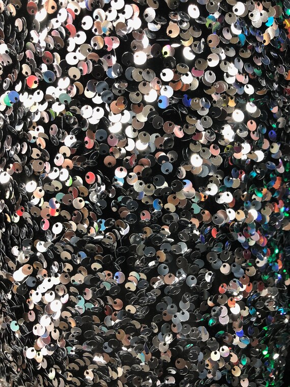 Silver Sequins Embroidered Stretch Velvet Rodeo Fabric - Sold By The Yard