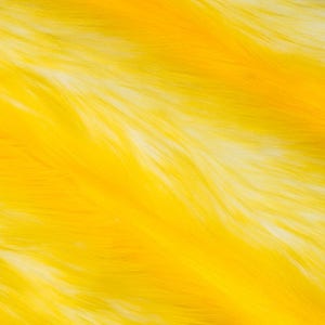 Yellow White Two Tone Snow Luxury Shag Faux Fur Fabric - Sold By The Yard