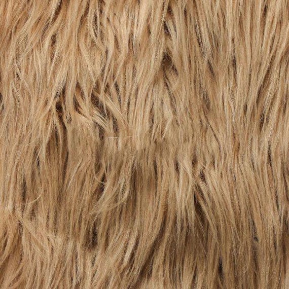 Camel Brown Luxury Long Pile Faux Shaggy Fur Fabric - Sold