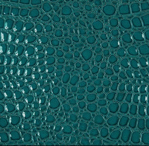 Vinyl Crocodile Turquoise Fake Leather, Turquoise Leather Fabric