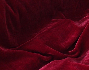 Dark Red High Fashion Silk Velvet Upholstery Apparel Fabric - BTY - 44" / 45"