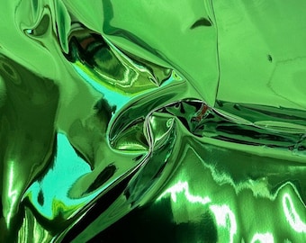 Tela de vinilo reflectante cromado verde Kelly para tapicería - Se vende cortada a medida - 54"