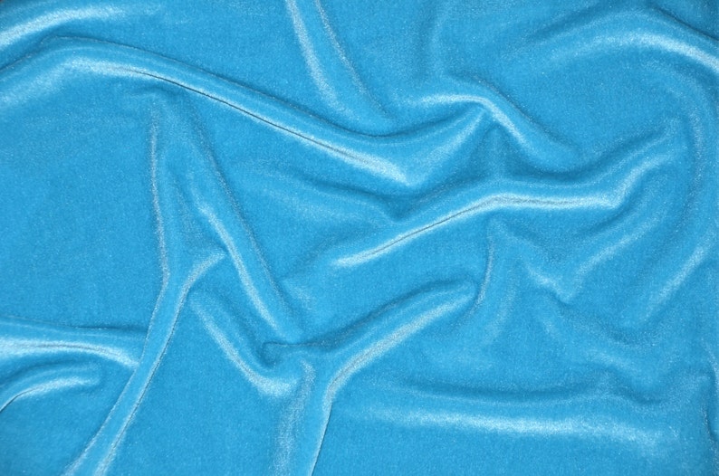 Stretch Velvet Spandex Fabric Aqua Blue 58/60 Width Sold By The Yard image 1