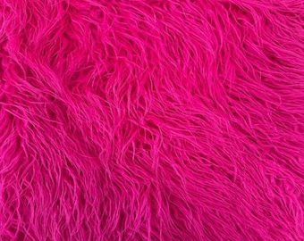 Fuchsia Long Pile Mongolian Faux Fur Fabric - Sold By The Yard - 60"