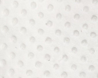 White Minky Dot Cuddle Fabric - Sold By The Yard - 58"/ 60"