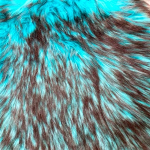 Turquoise Blue Black Husky Print Shaggy Apparel Home Decor Faux Fur Fabric - Sold By The Yard - 60&quot;