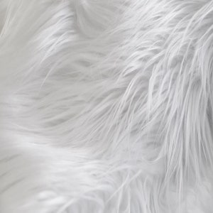 White Long Pile Shaggy Faux Fur Fabric (4&quot; Pile) - Sold By The Yard - 60&quot;