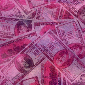 Pink Hologram Mystique Money Printed Apparel Costume Spandex Fabric - Sold By The Yard - 60&quot;