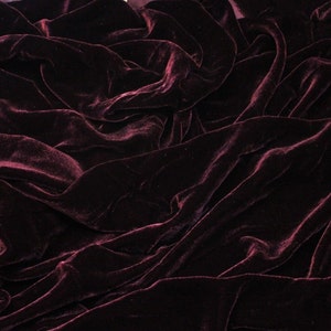 Dark Burgundy High Fashion Silk Velvet Upholstery Apparel Fabric - BTY - 44&quot; / 45&quot;
