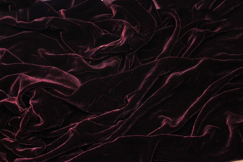 Dark Burgundy High Fashion Silk Velvet Upholstery Apparel Fabric - BTY - 44