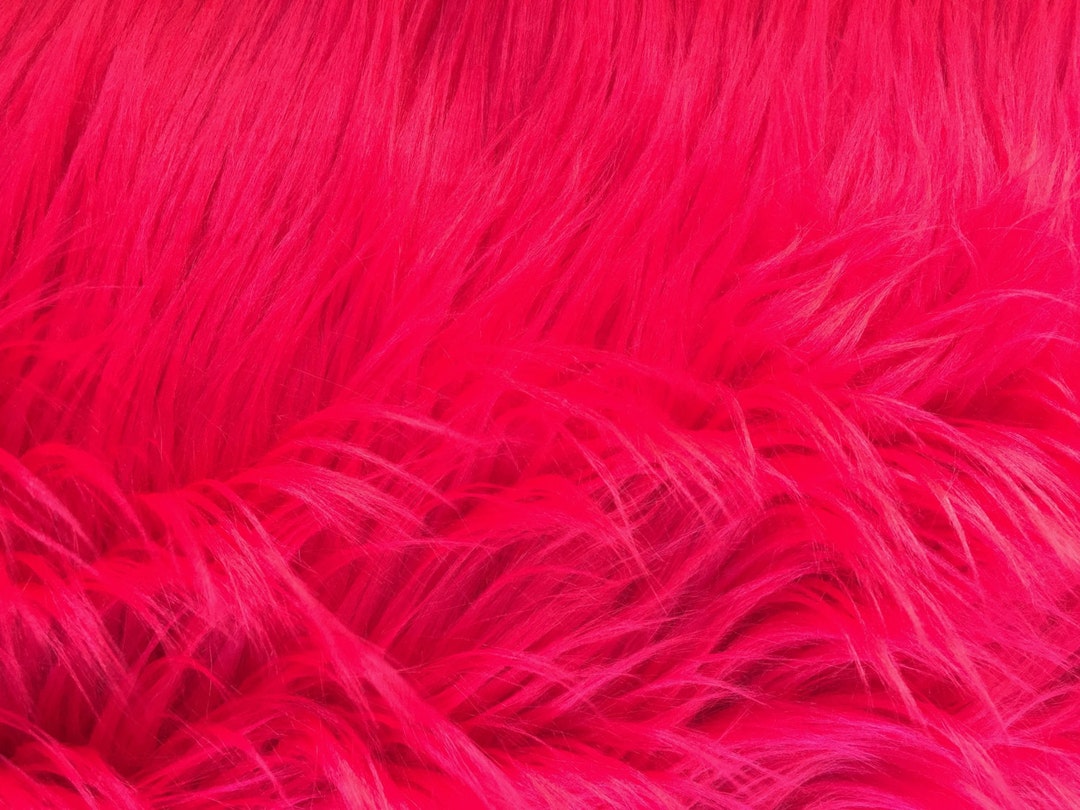 Red Luxury Long Pile Faux Shaggy Fur Fabric - Sold by the Yard - 60