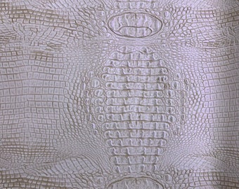 Beige Gator Faux Leather Fabric | Two Tone Upholstery Vinyl
